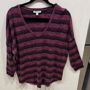 American Eagle Outfitters Burgundy and Black Striped Top